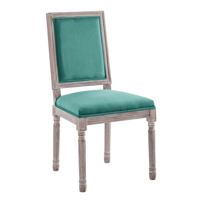 EEI-4662-NAT-TEA Court French Vintage Performance Velvet Dining Side Chair By Modway