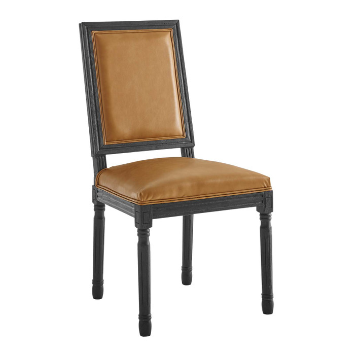 EEI-4663-BLK-TAN Court French Vintage Vegan Leather Dining Side Chair By Modway