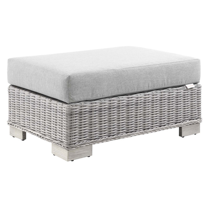 EEI-4839-LGR-GRY Conway Outdoor Patio Wicker Rattan Ottoman By Modway