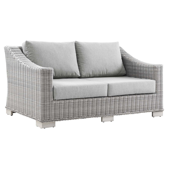 EEI-4841-LGR-GRY Conway Outdoor Patio Wicker Rattan Loveseat By Modway