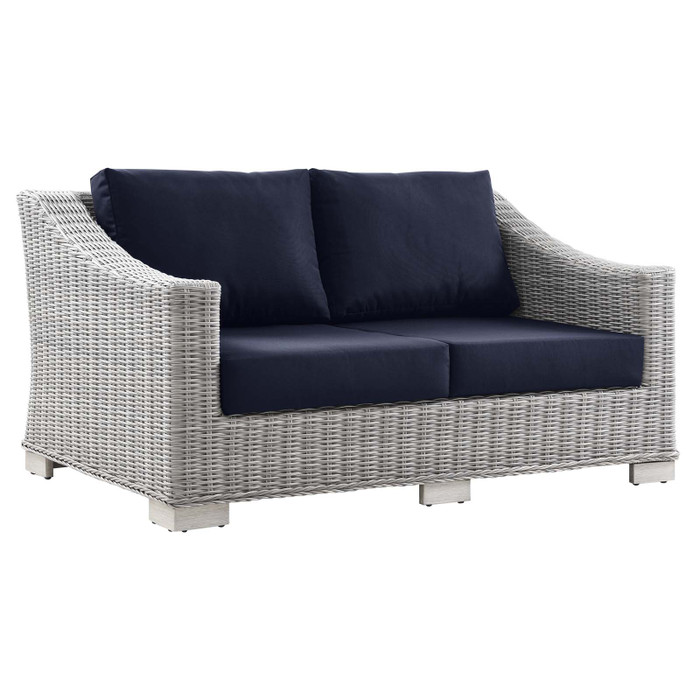 EEI-4841-LGR-NAV Conway Outdoor Patio Wicker Rattan Loveseat By Modway