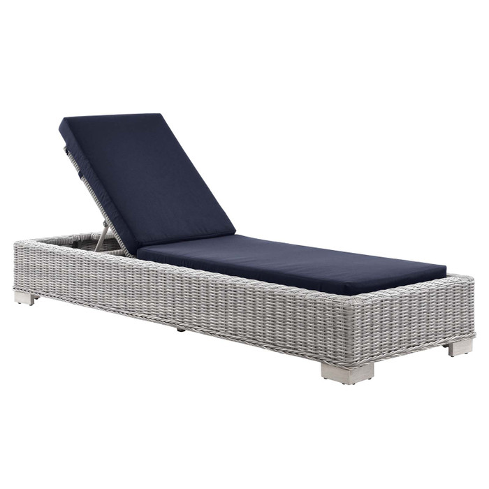 EEI-4843-LGR-NAV Conway Outdoor Patio Wicker Rattan Chaise Lounge By Modway