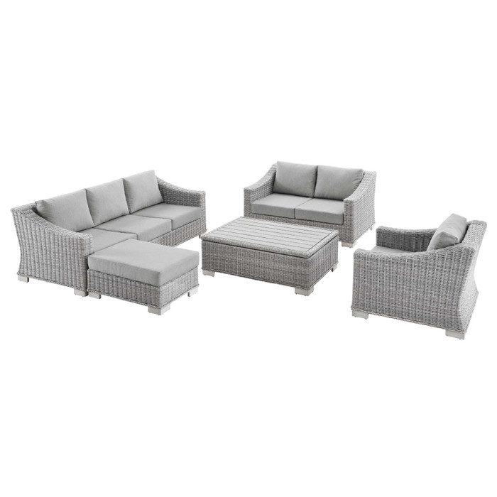 EEI-5092-GRY Conway 5-Piece Outdoor Patio Wicker Rattan Furniture Set By Modway