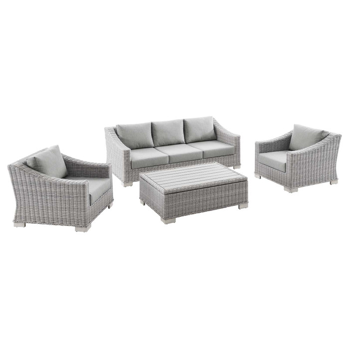 EEI-5095-GRY Conway 4-Piece Outdoor Patio Wicker Rattan Furniture Set By Modway
