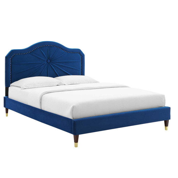 MOD-6916-NAV Portia Performance Velvet King Platform Bed By Modway