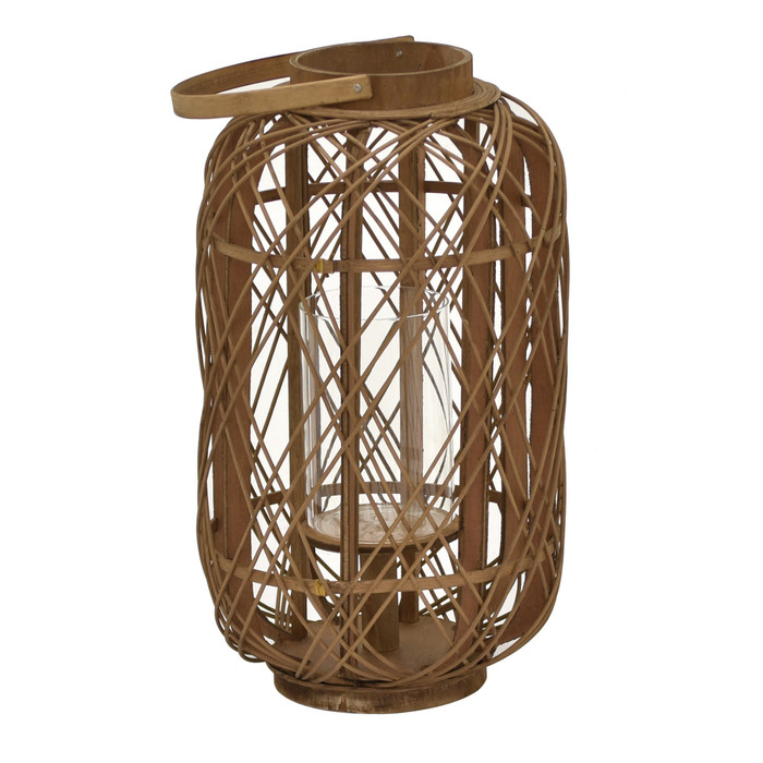 Bamboo Lantern In Brown Natural Fiber Plutus PBTH92389