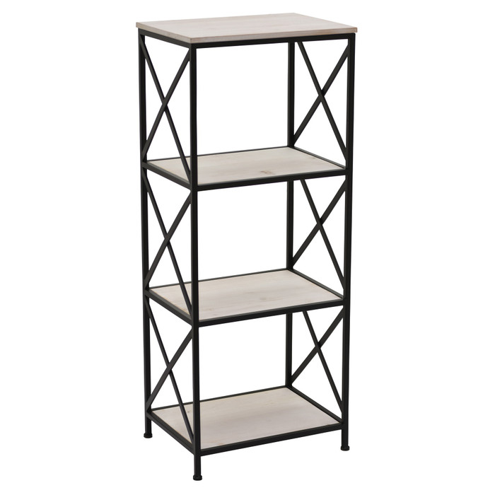 Metal/Wood Plant Stand In White Metal Plutus PBTH92869