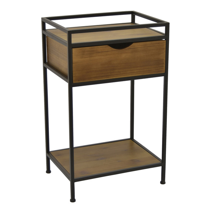 Wood Metal Plant Stand In Brown Metal Plutus PBTH93949