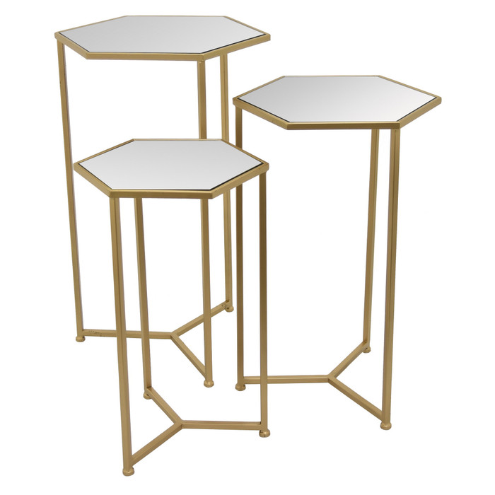 Metal Plant Stand In Gold Metal (Set Of 3) Plutus PBTH92792