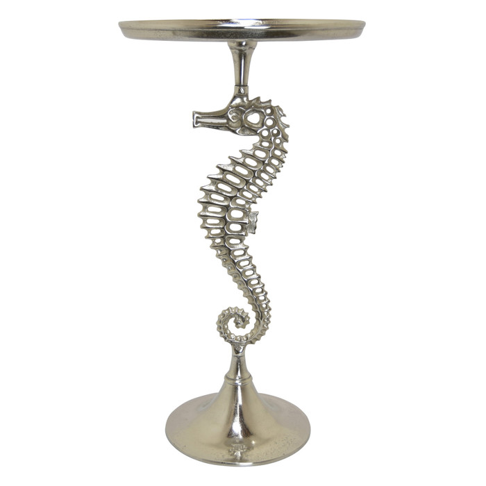 Metal Seahorse Table In Silver Metal Plutus PBTH93687