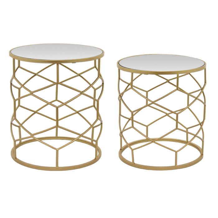 Metal Plant Stand Mirrored In Gold Metal (Set Of 2) Plutus PBTH92461