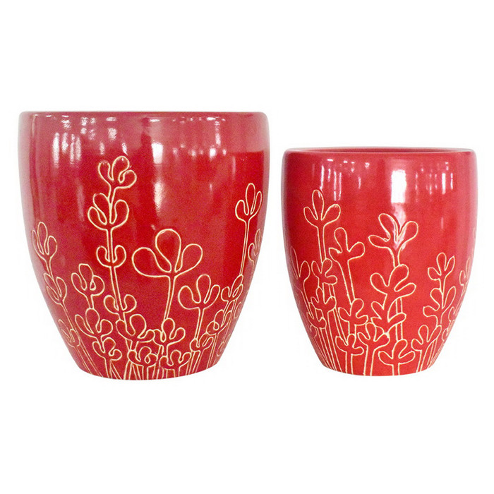 Planter (Set Of 2) In Red Porcelain Plutus PBTH92602