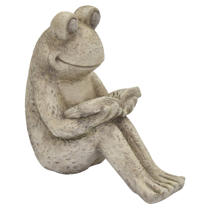 Frog Garden Decoration In White Resin Plutus PBTH93405