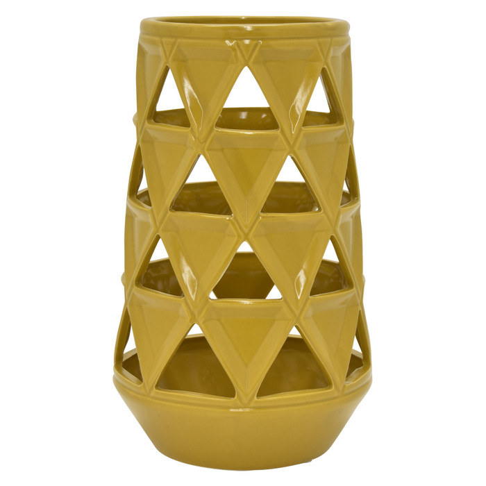 Ceramic Vase Pierced In Yellow Porcelain Plutus PBTH92065