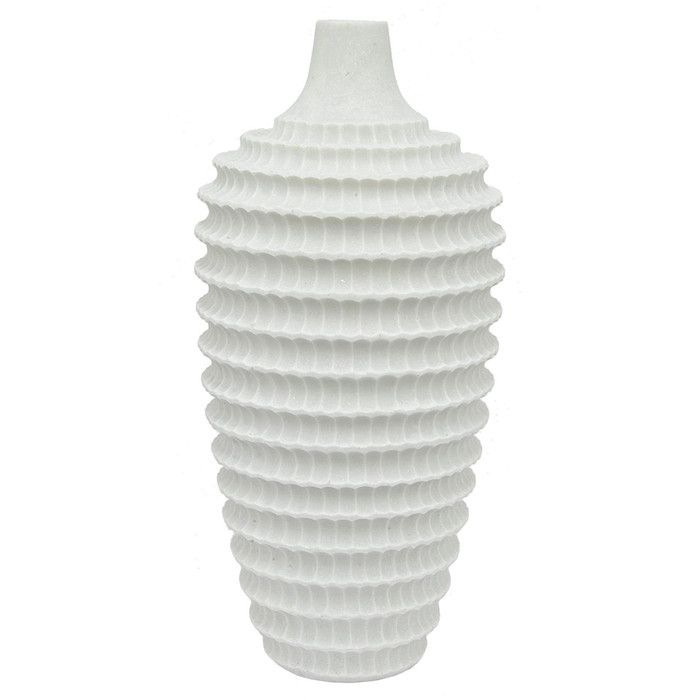 Textured Vase In White Resin Plutus PBTH94155