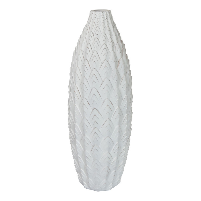 Textured Vase In White Resin Plutus PBTH93614