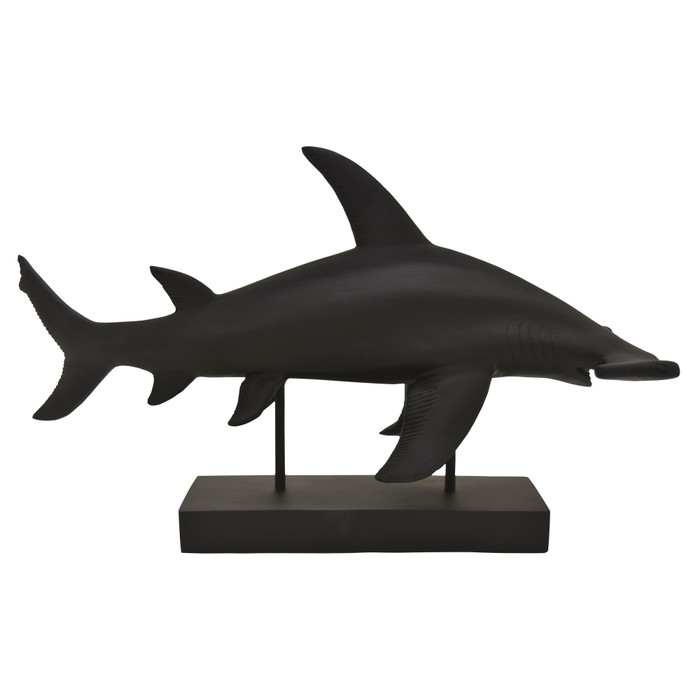 Hammerhead Shark On Base In Black Resin Plutus PBTH94605