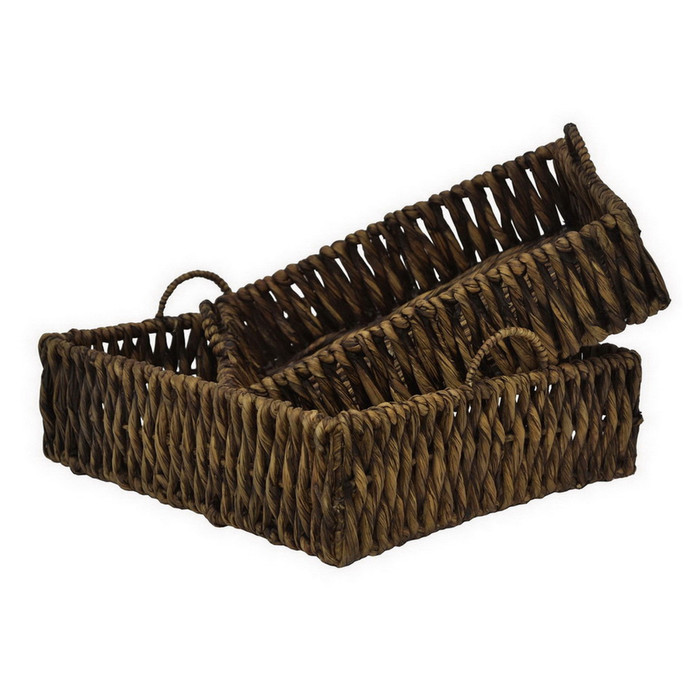 Tray - Water Hyacinth In Brown Natural Fiber (Set Of 2) Plutus PBTH93099