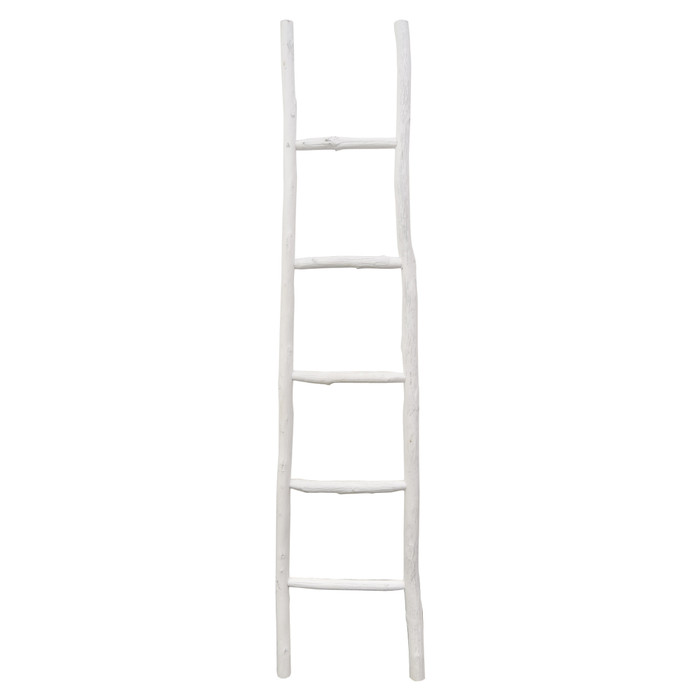 Wood Ladder Decor- White In White Wood Plutus PBTH94809