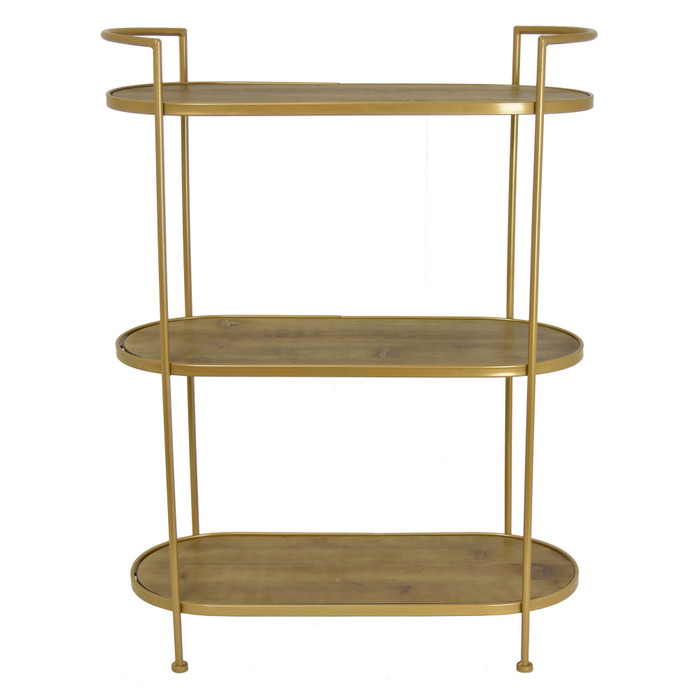 Wood Metal Plant Stand In Gold Metal Plutus PBTH93945