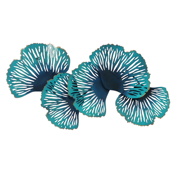 Coral Wall Decor In Blue Metal Plutus PBTH93796