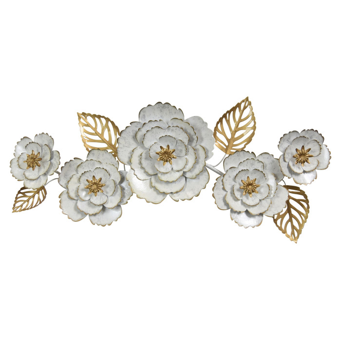 Flower Wall Decor In White Metal Plutus PBTH92576