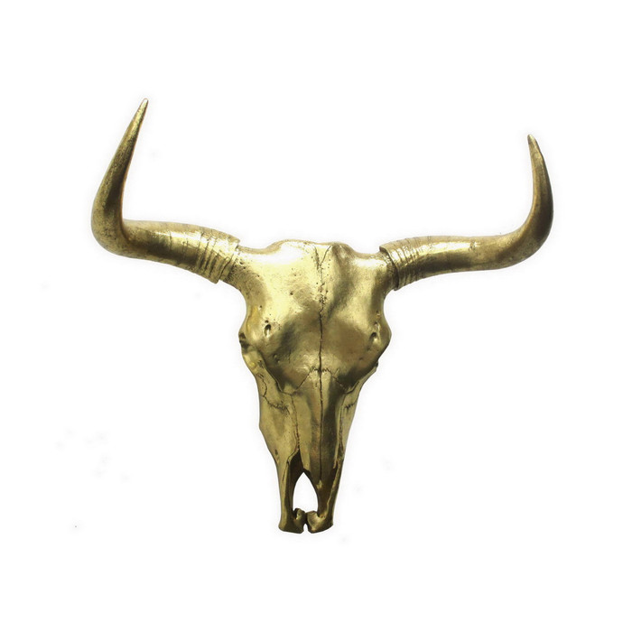 Bison Skull Wall Decor - Gold In Gold Resin Plutus PBTH93810