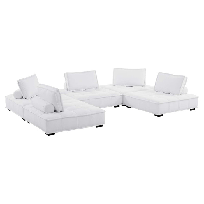 EEI-5210-WHI Saunter Tufted Fabric Fabric 5-Piece Sectional Sofa - White By Modway