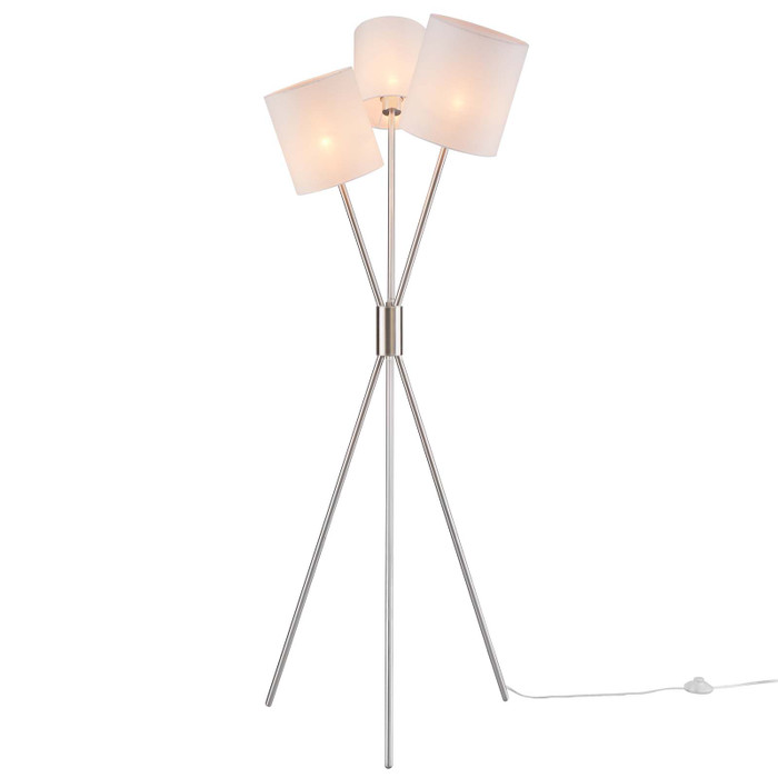 EEI-5302-SLV Alexa 3-Light Floor Lamp - Silver By Modway