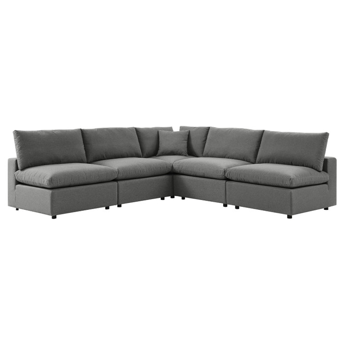 EEI-5587-CHA Commix 5-Piece Outdoor Patio Sectional Sofa - Charcoal By Modway