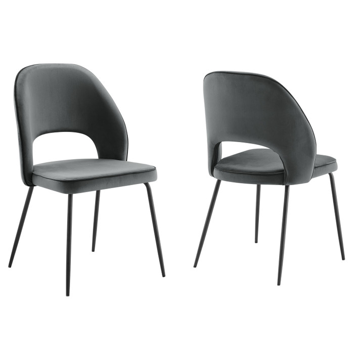 EEI-4673-BLK-GRY Nico Performance Velvet Dining Chair Set Of 2 - Black Gray By Modway