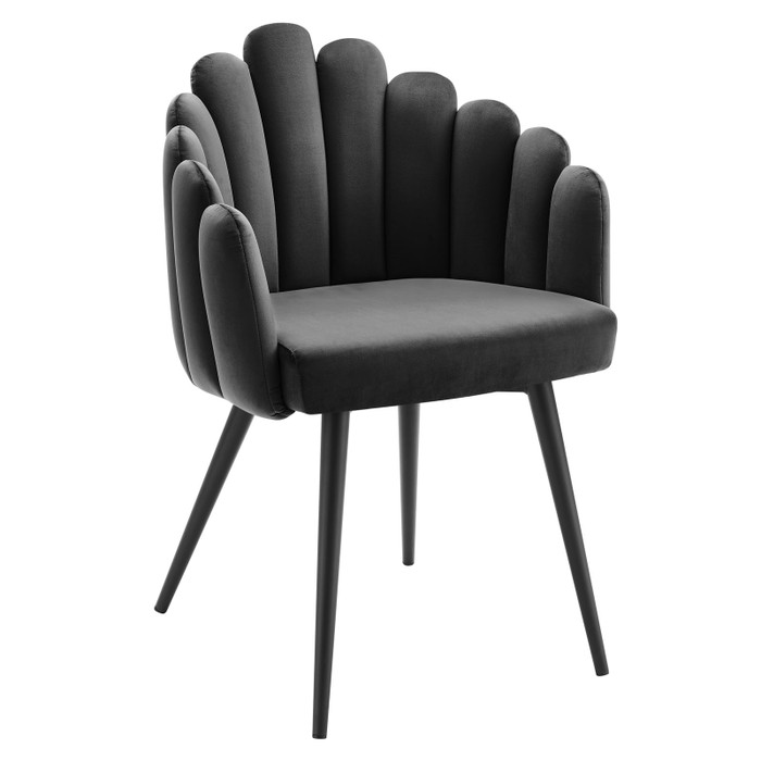EEI-4677-BLK-CHA Vanguard Performance Velvet Dining Chair - Black Charcoal By Modway