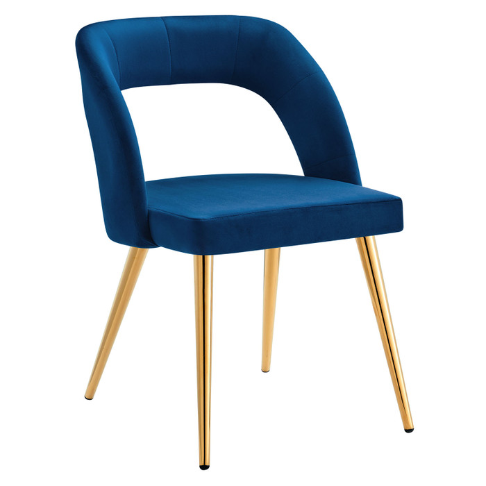 EEI-4680-GLD-NAV Marciano Performance Velvet Dining Chair - Gold Navy By Modway