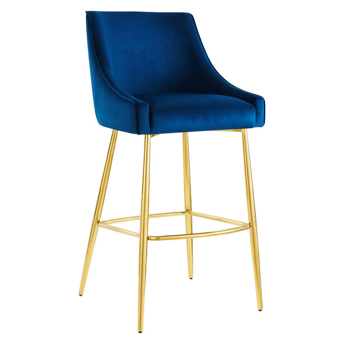 EEI-5473-NAV Discern Performance Velvet Bar Stool - Navy By Modway