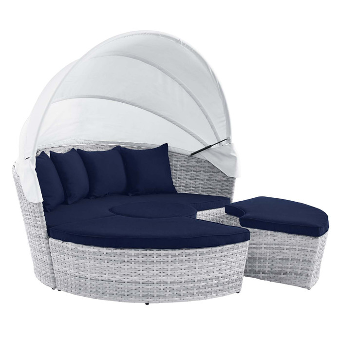 EEI-4443-LGR-NAV Scottsdale Canopy Sunbrella Outdoor Patio Daybed - Light Gray Navy By Modway