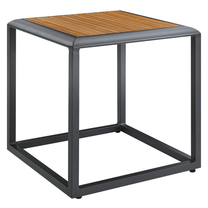EEI-3022-GRY-NAT Stance Outdoor Patio Aluminum Side Table - Gray Natural By Modway