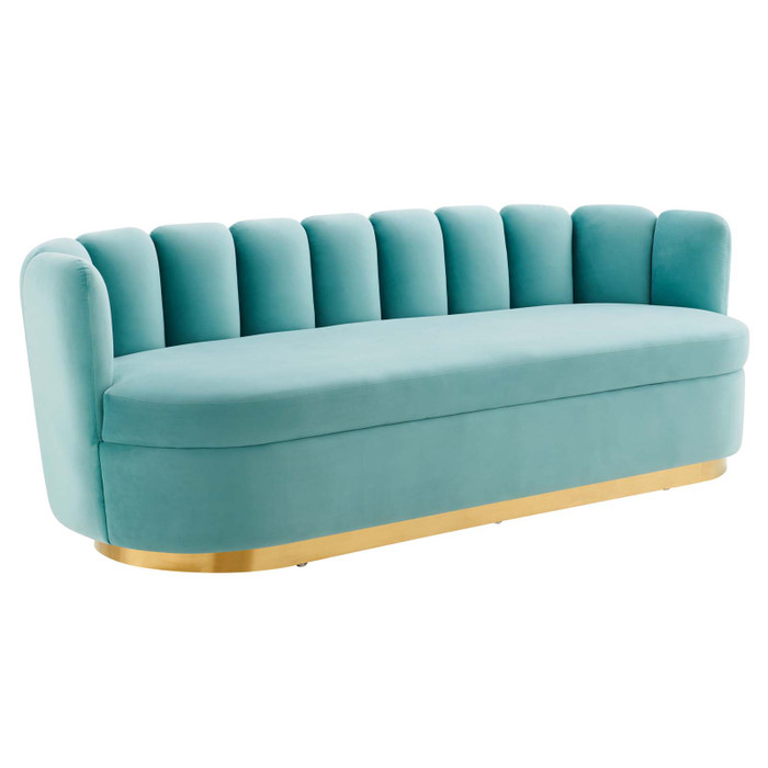 EEI-5017-MIN Victoria Channel Tufted Performance Velvet Sofa - Mint By Modway