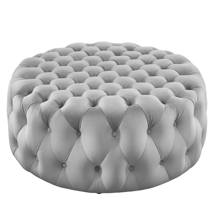 EEI-5469-LGR Amour Tufted Button Large Round Performance Velvet Ottoman - Light Gray By Modway