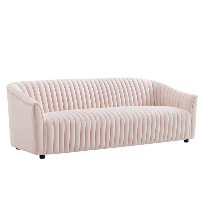 EEI-5053-PNK Announce Performance Velvet Channel Tufted Sofa - Pink By Modway