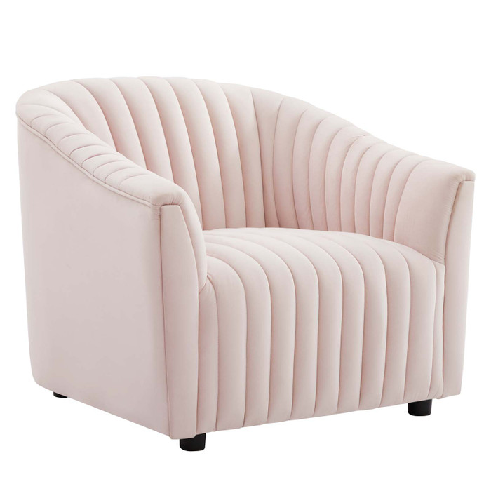 EEI-5055-PNK Announce Performance Velvet Channel Tufted Armchair - Pink By Modway