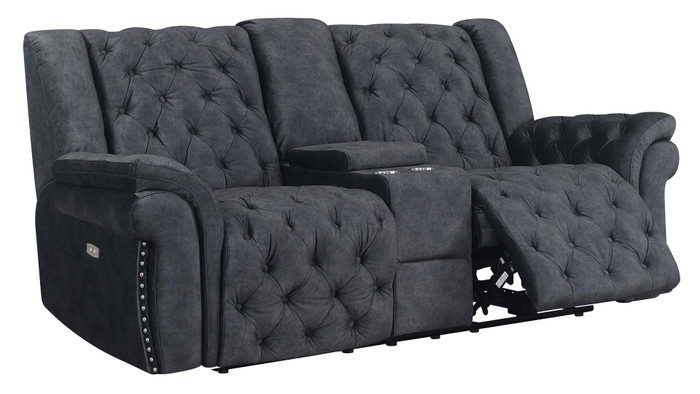 Evelyn Domino Granite Power Console Reclining Loveseat EVELYN-DOMINO GRANITE-PCRLS