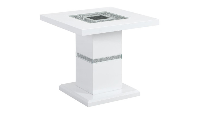 White Hg/Glitter End Table T1903ET-WHITE