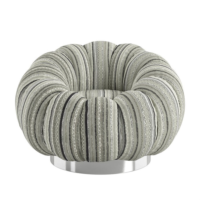 Emerald Home Pumpkin Swivel Chair Silver Base - Black Stripe U3915-04-16