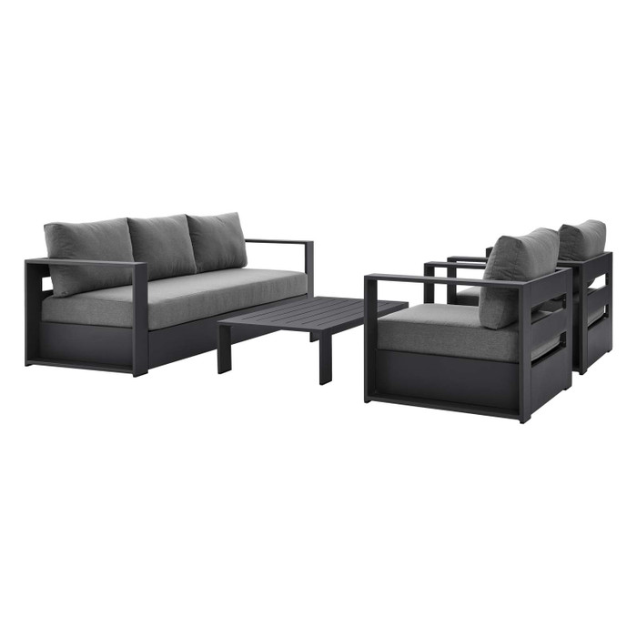 EEI-5749-GRY-CHA Tahoe Outdoor Patio Powder-Coated Aluminum 4-Piece Set - Gray Charcoal By Modway