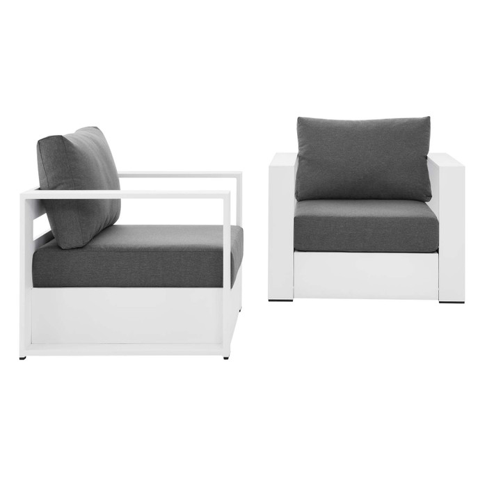 EEI-5751-WHI-CHA Tahoe Outdoor Patio Powder-Coated Aluminum 2-Piece Armchair Set - White Charcoal By Modway