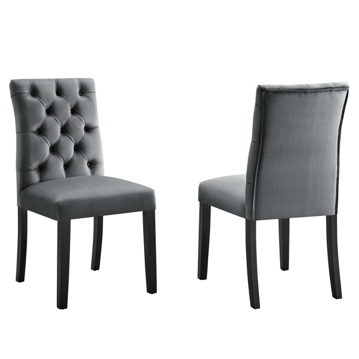 EEI-5011-GRY Duchess Performance Velvet Dining Chairs - Set Of 2 - Gray By Modway