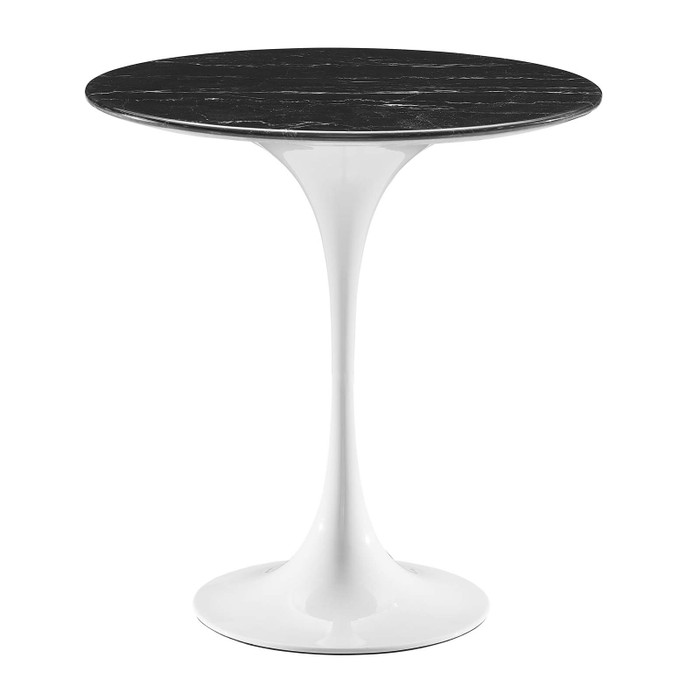 EEI-5680-WHI-BLK Lippa 20" Round Artificial Marble Side Table - White Black By Modway