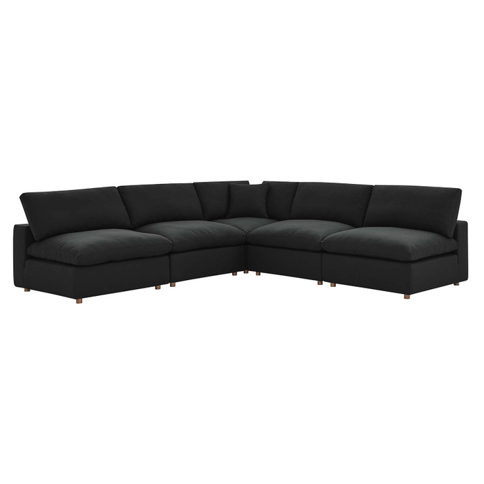 EEI-3360-BLK Commix Down Filled Overstuffed 5-Piece Armless Sectional Sofa - Black By Modway