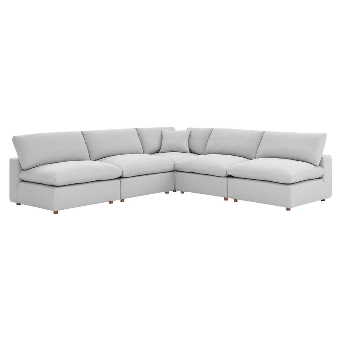 EEI-3360-LGR Commix Down Filled Overstuffed 5-Piece Armless Sectional Sofa - Light Gray By Modway