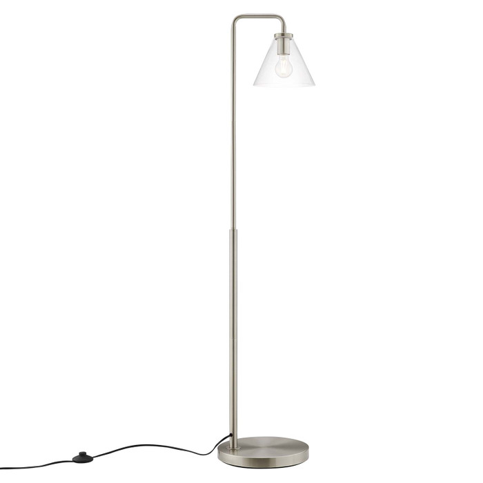 EEI-5618-SNL Element Transparent Glass Glass And Metal Floor Lamp - Satin Nickel By Modway